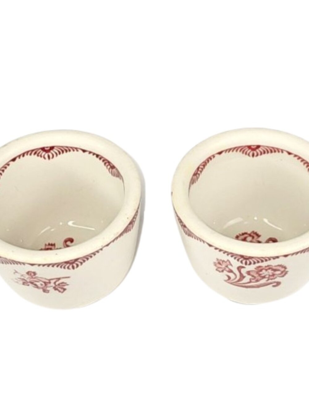 2 Vintage Town Sterling China Red Floral Vitrified Custard Cups Berry Sauce Bowl - Picture 2 of 6